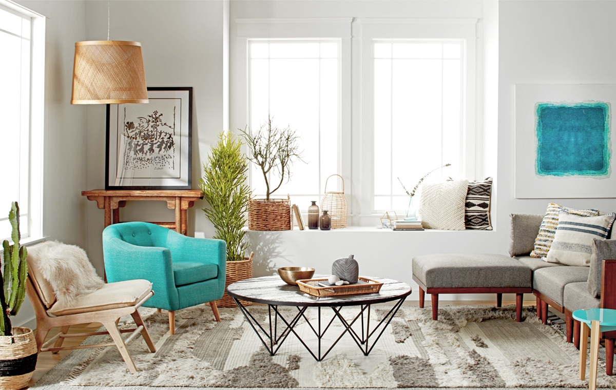 california vibes in our living room design for the Overstock design challenge | coco kelley