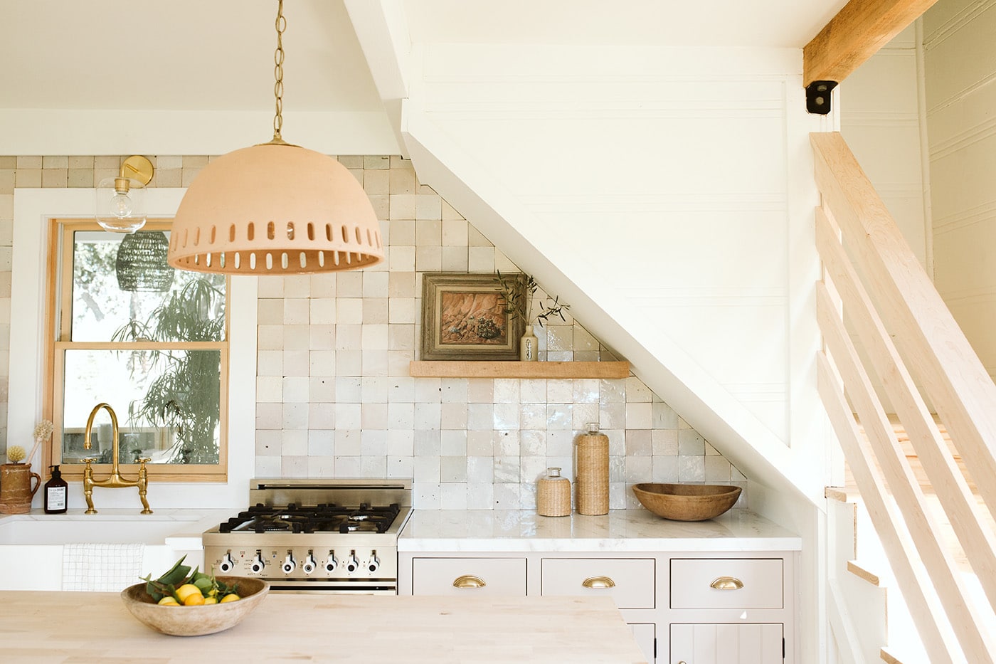 natural textures and zellige tile in this small kitchen | bodega house los alamos on coco kelley