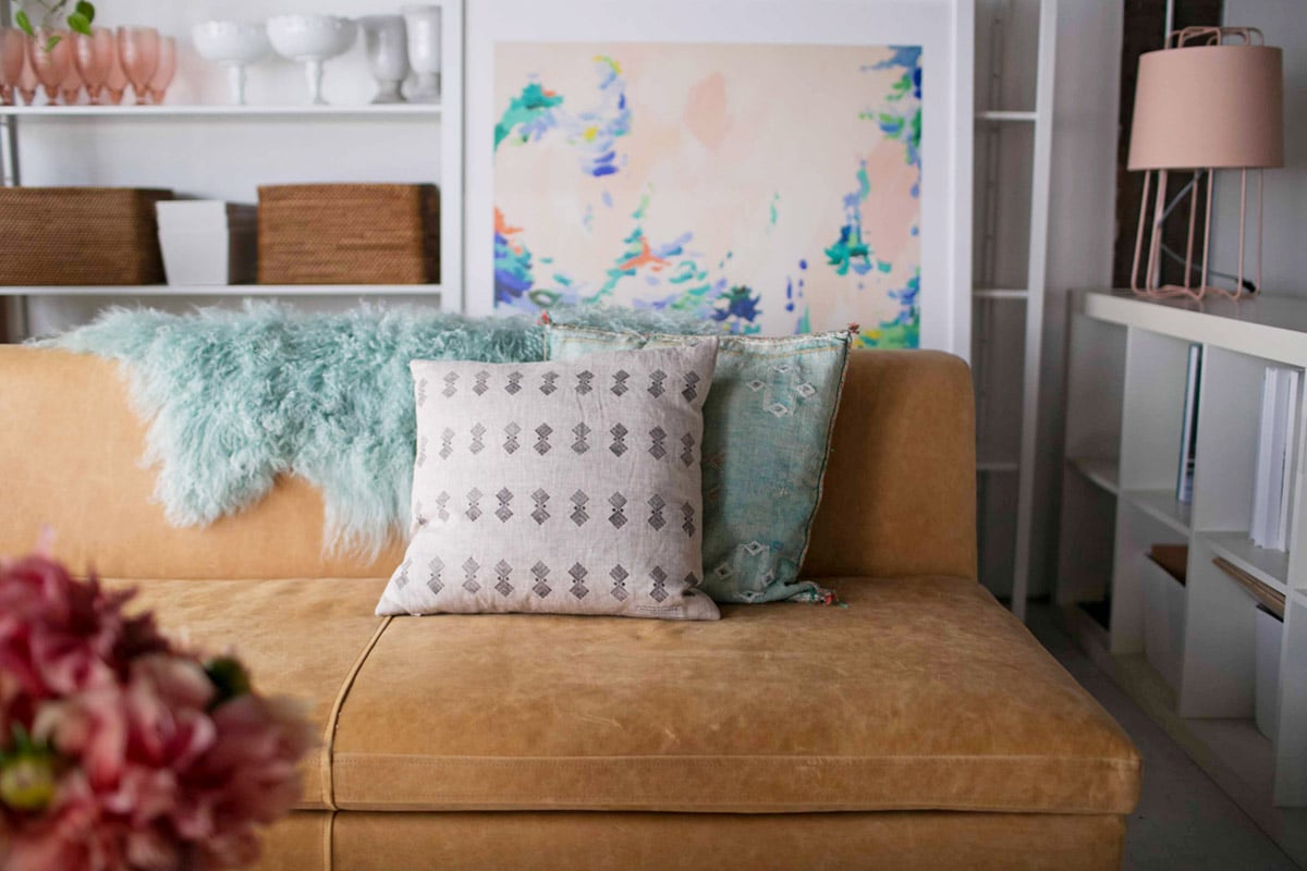 our studio makeover with leather and pastels | coco kelley