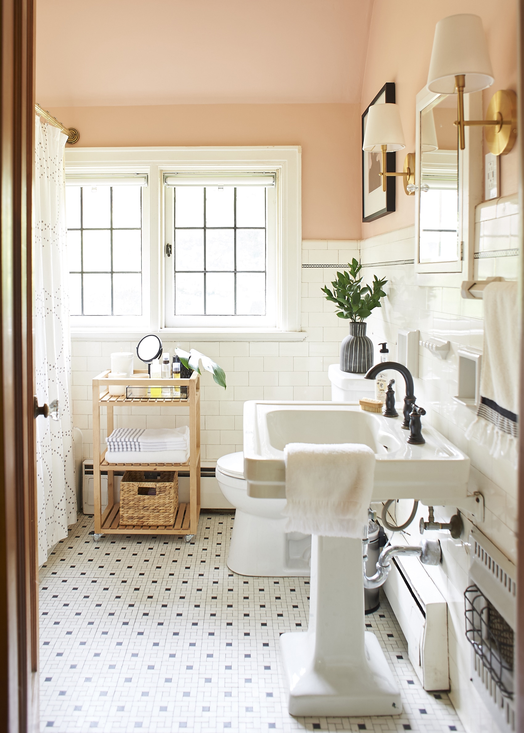 peach toned bathroom via design sponge