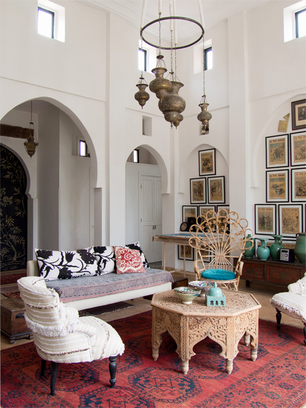 peacock pavilions living room in marrakech | coco+kelley