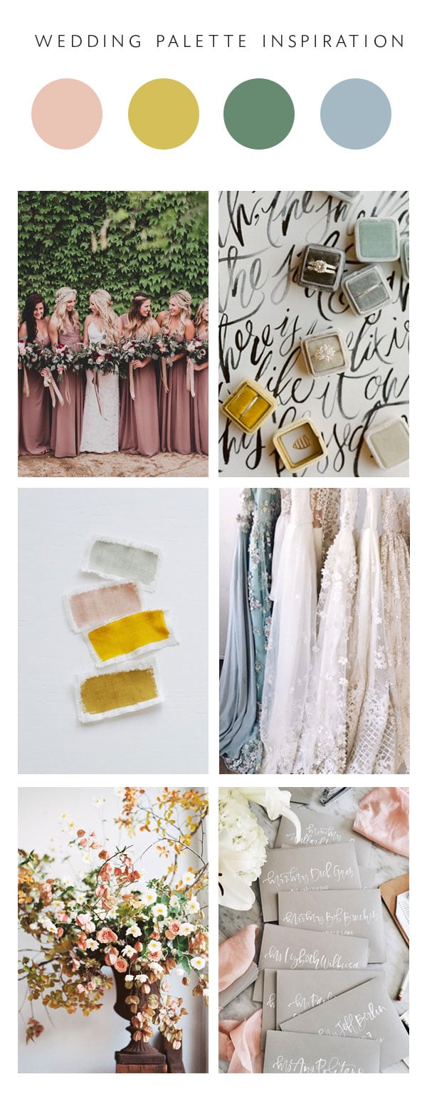 blush, ochre, soft green and pale blue wedding palette inspiration | coco kelley