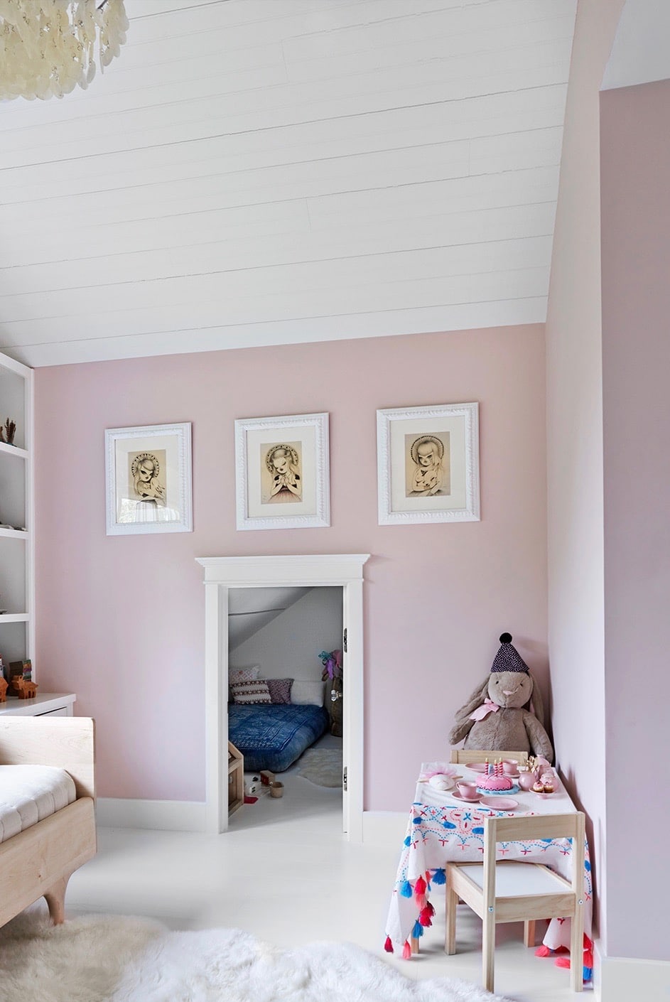 pink playroom and a bedroom nook | california style house tour on coco kelley