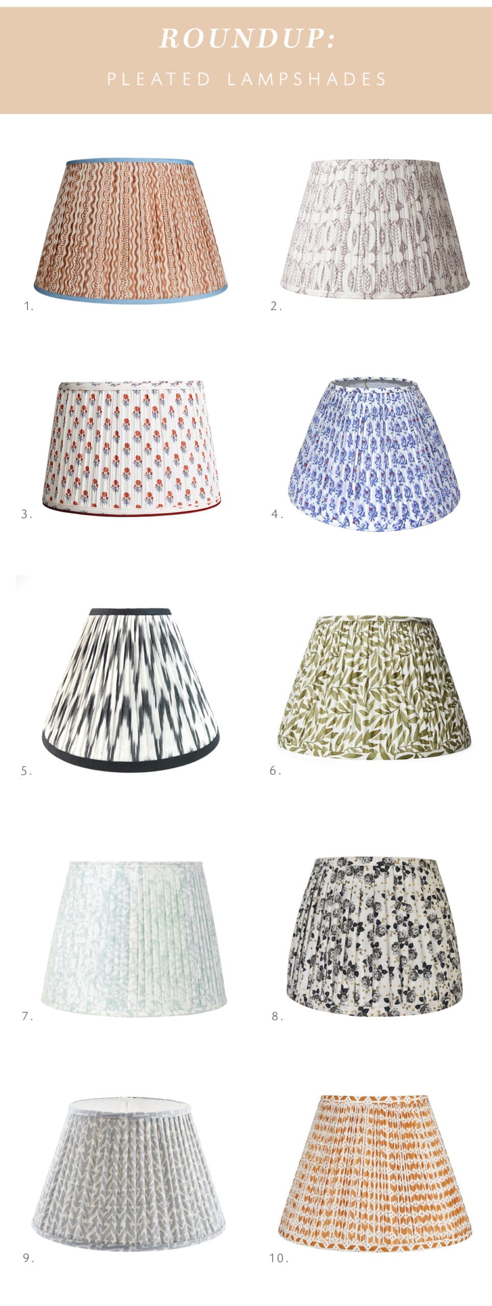 roundup of pleated lampshades on coco kelley
