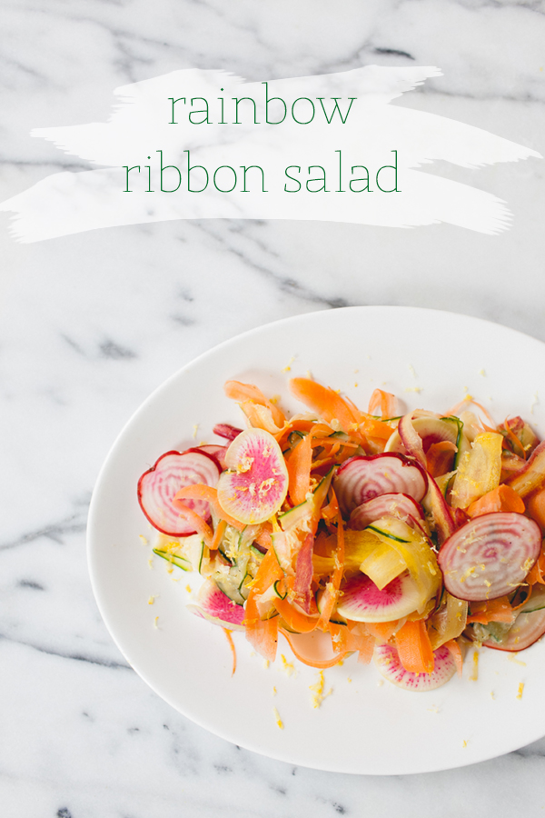 healthy rainbow veggie ribbon salad | coco kelley