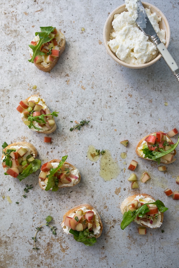 rhubarb orange and thyme crostini recipe | paola thomas for coco kelley