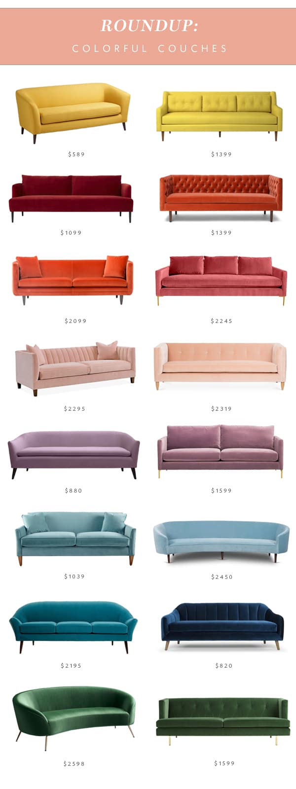 our favorite colorful sofas | roundup on coco kelley 