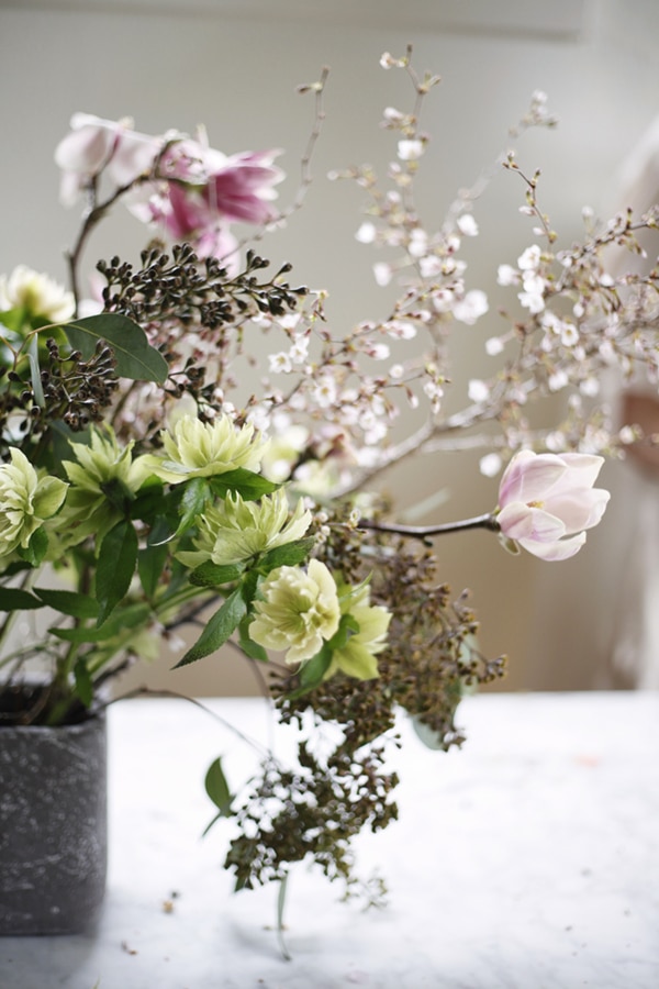 spring floral arrangement tutorial from cozbi jean and coco kelley - add airy branches for shape