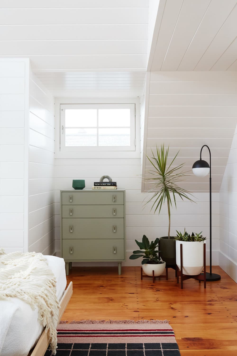 styling awkward attic bedroom corners | modern shaker beach house tour on coco kelley