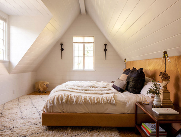 cozy white and neutral attic bedroom by tamara kaye honey // via coco kelley