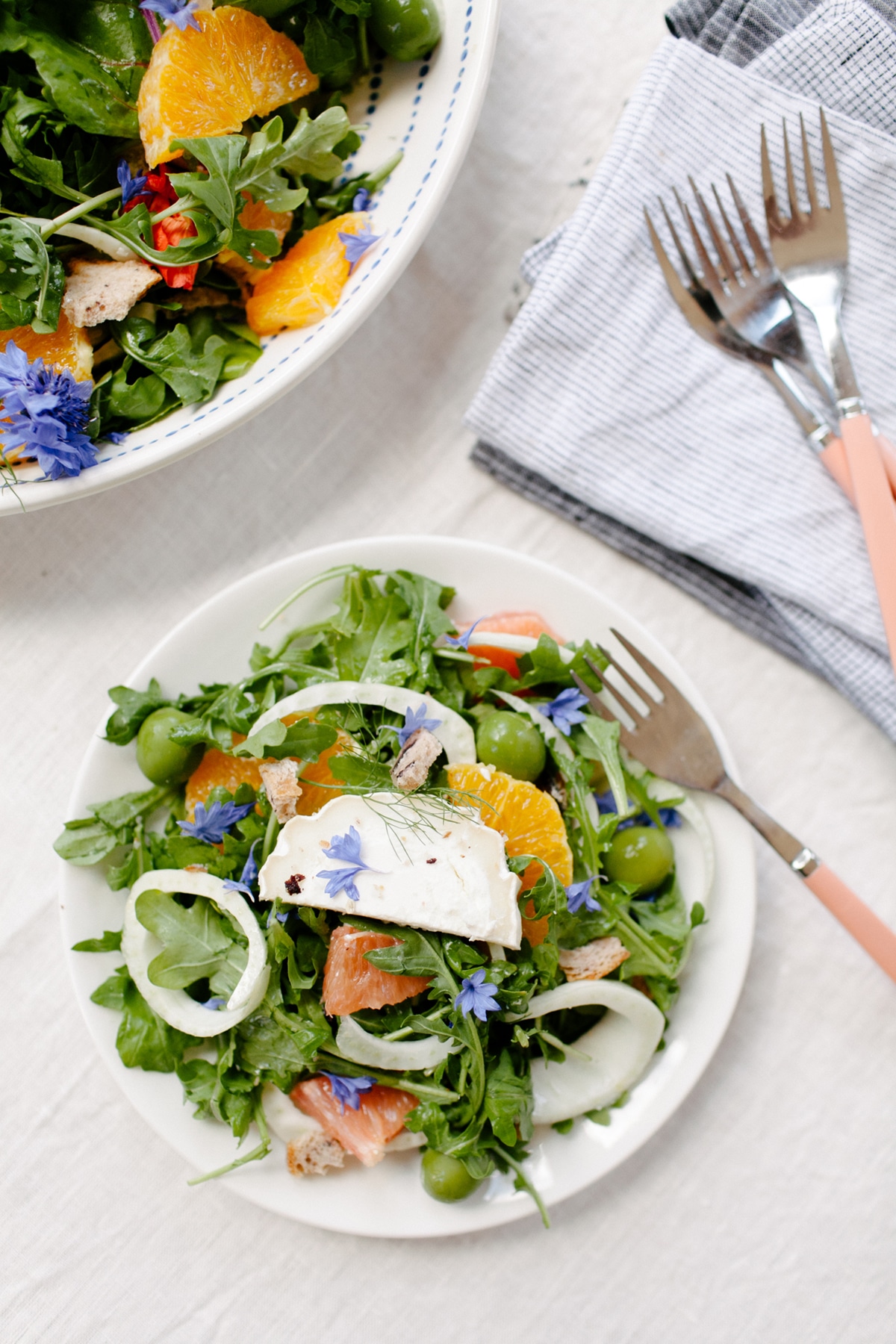 the perfect summer salad - fennel, citrus and greens topped with soft goat cheese | recipe via coco kelley