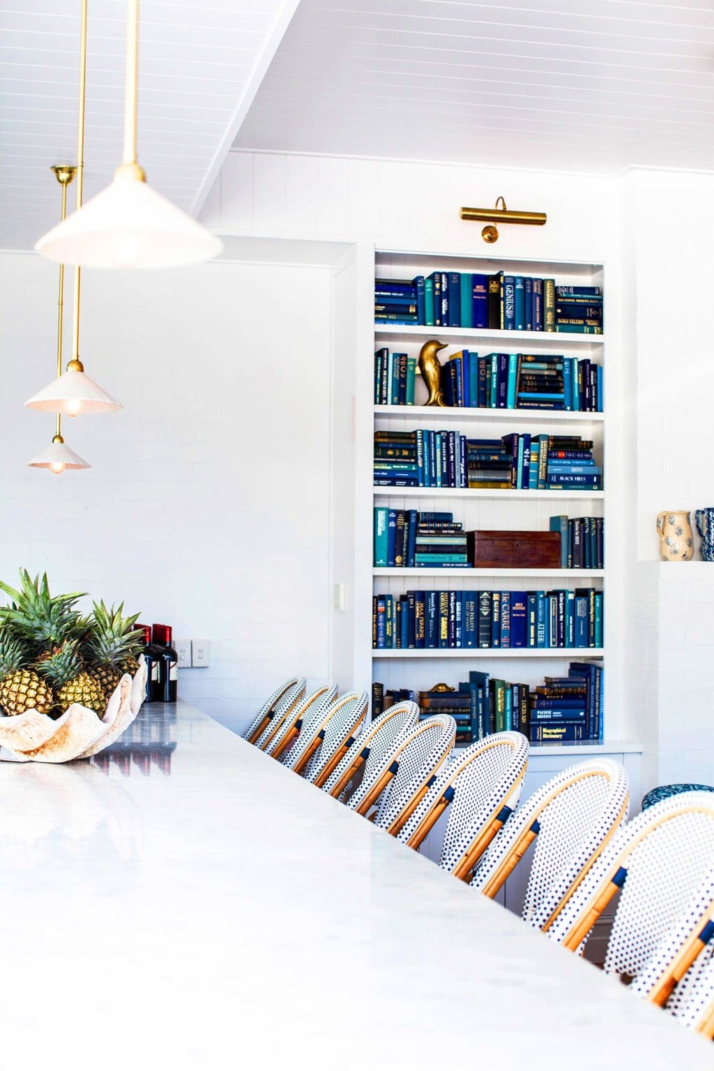 the high contrast blue and white decor at Halcyon House | wanderlust design coco kelley
