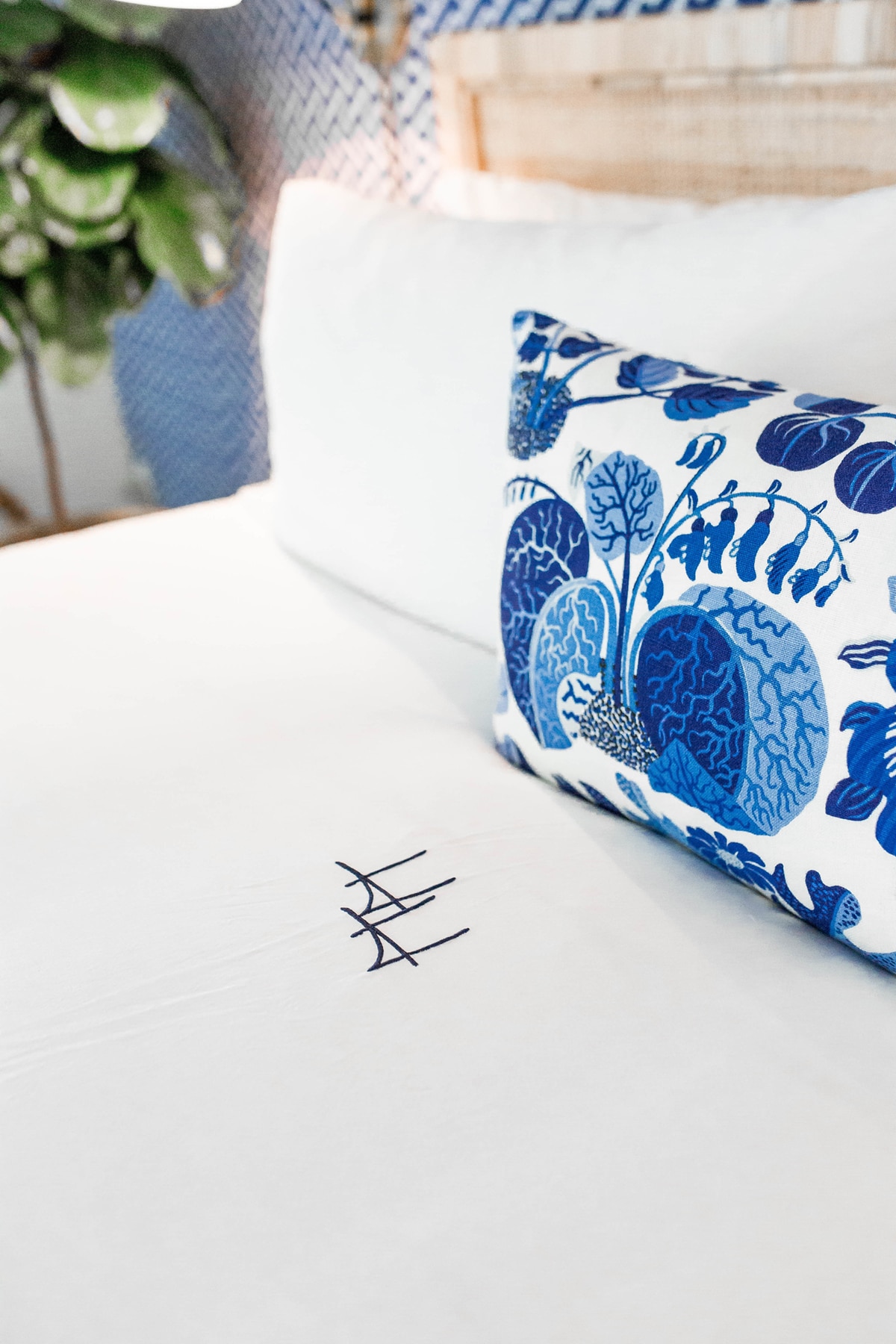 the monogram linens at Holiday House hotel in Palm Springs | coco kelley