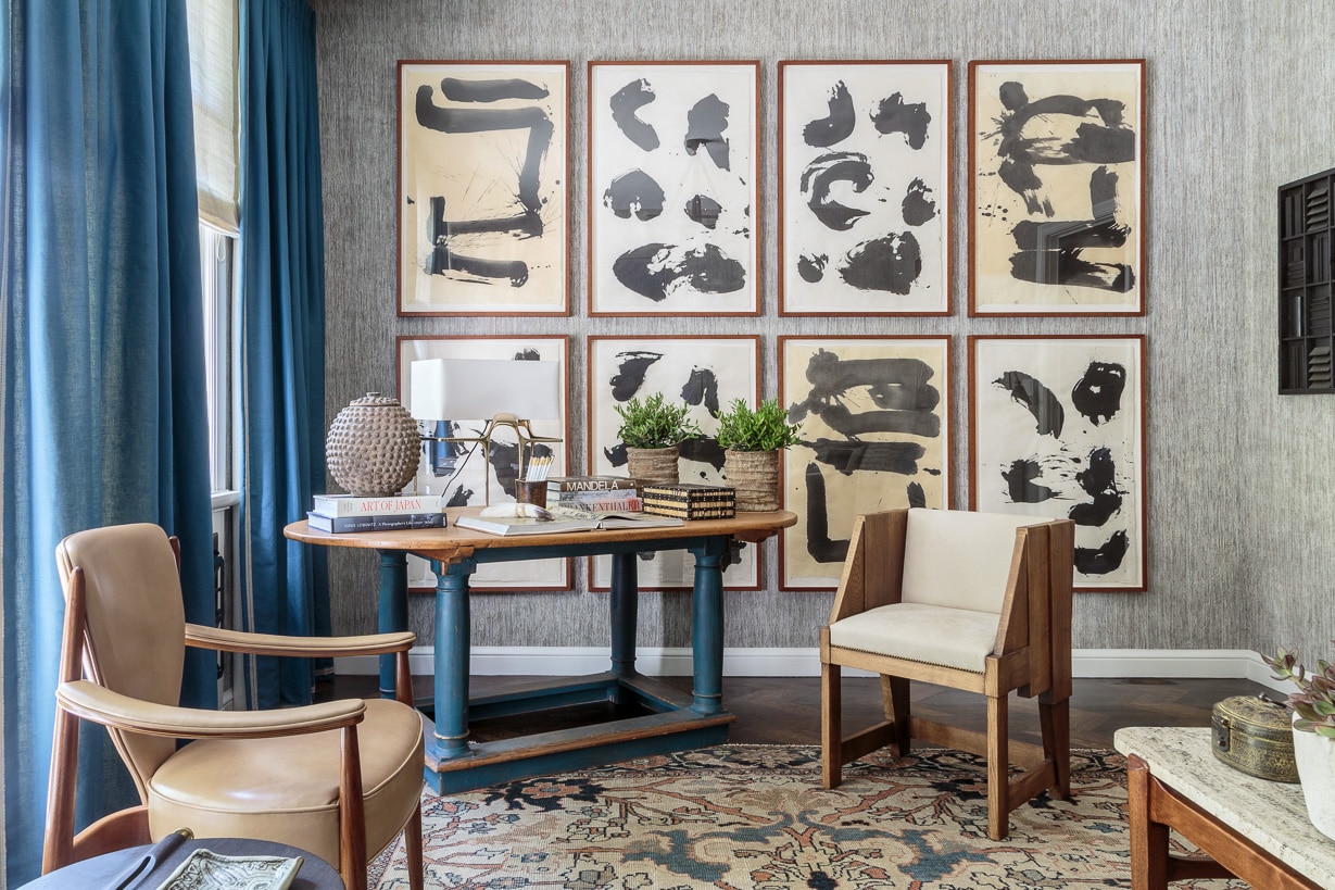 tonal, layered pattern in this living room study space by stephan jones for the SF Showhouse | via coco kelley