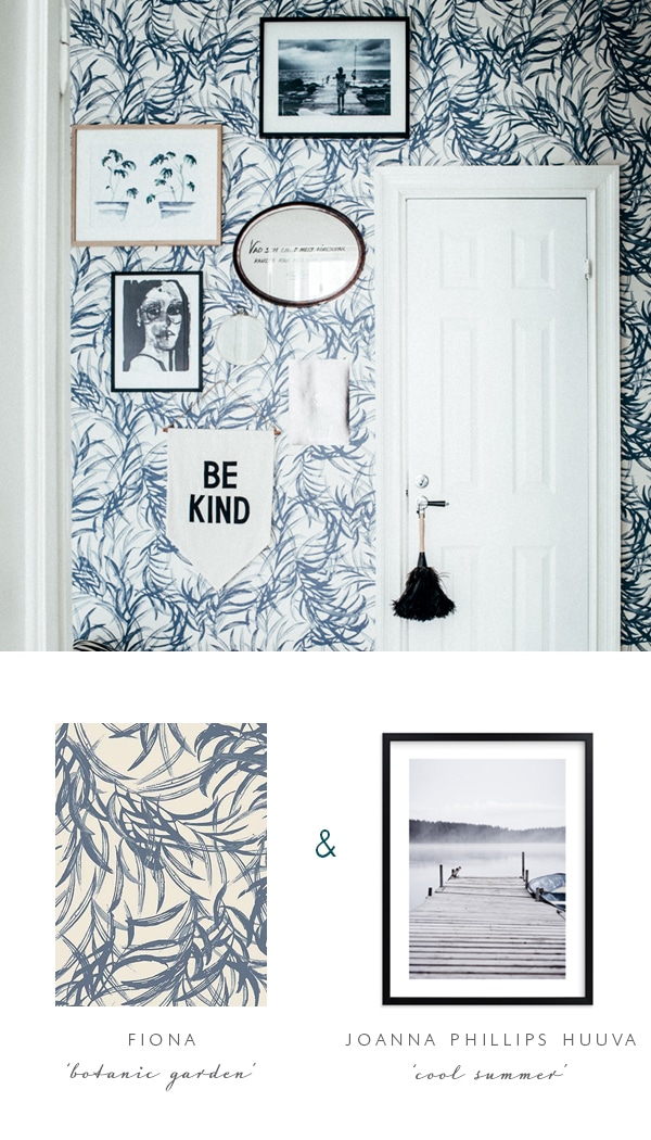 wallpaper and art pairings on coco kelley - blue leaf + cool hues