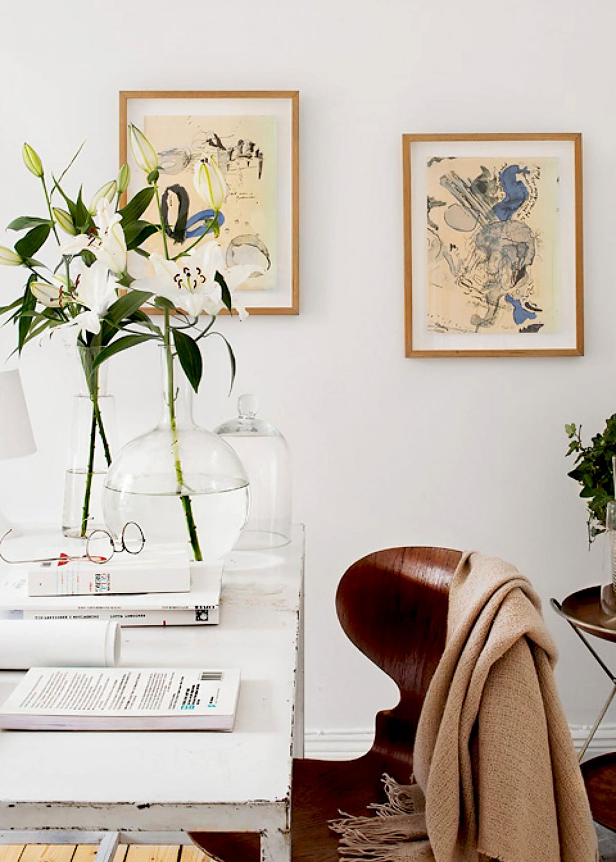 white desk and lilies | january intentions on coco kelley