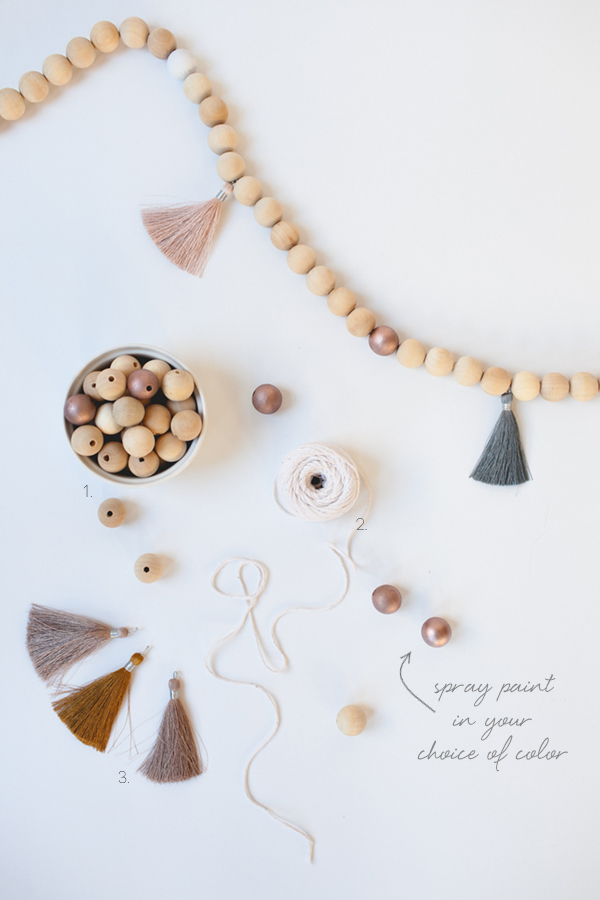 wood bead and tassel garland DIY | via coco+kelley
